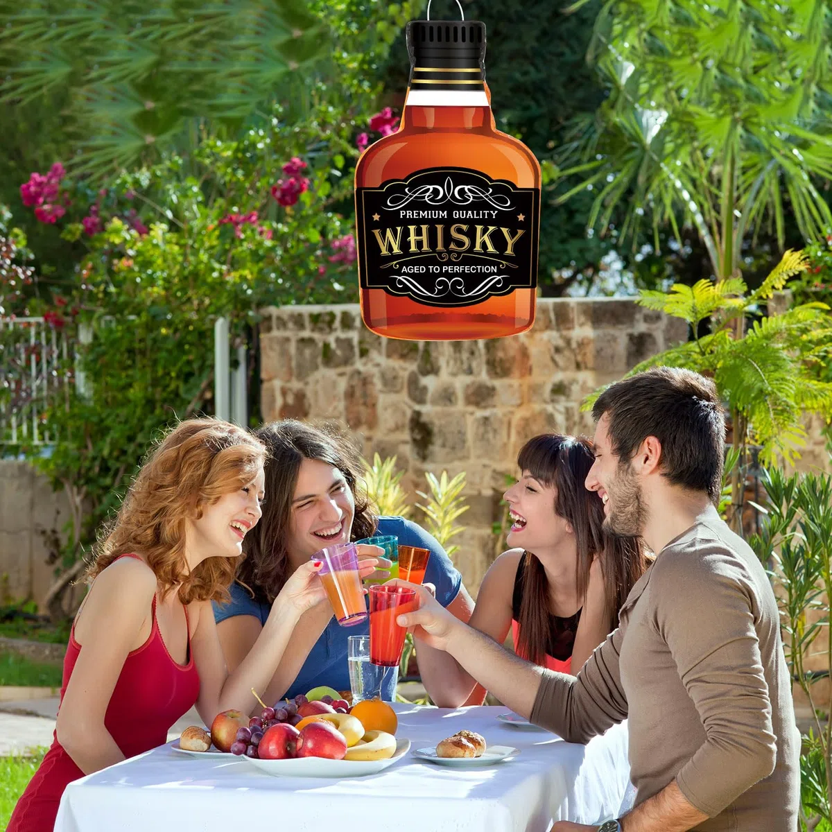 Panelee Piñata con Palo Venda de Ojos Borla Confeti para Adultos Piñata de Jarra Cerveza Botella Tequila Whisky Champán para Despedida Soltero Cumpleaños (Whisky)