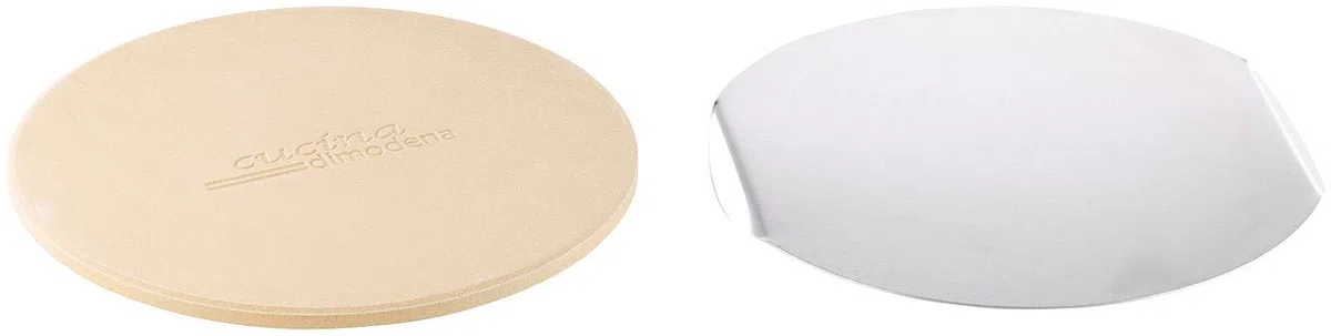 Pizza Calculculo: Piedra para Pizza Redonda con Bandeja de Aluminio, diámetro 26 cm (Piedra para Pizza para Horno)