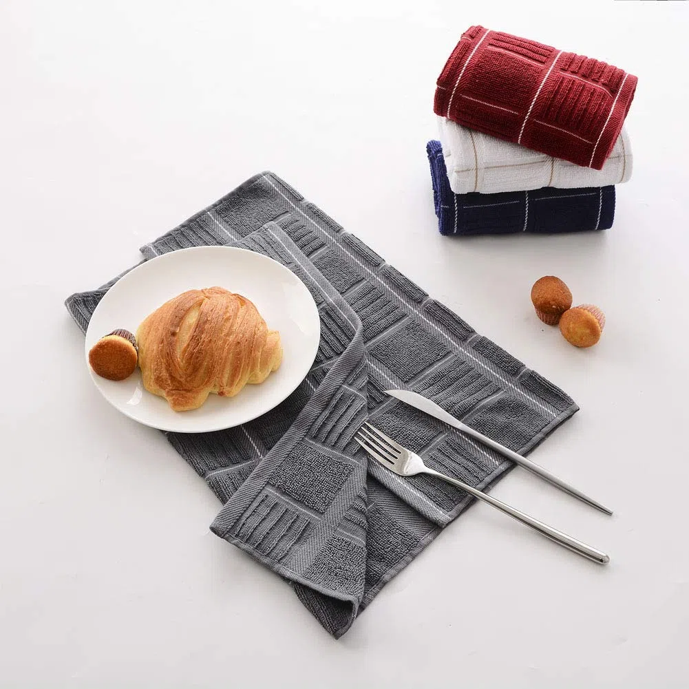 Anyi Paños de Cocina Resistentes y absorbentes con Lazo para Colgar, 100% algodón, Toallas de Bar de té (16 x 26 Pulgadas, Juego de 3, Gris)