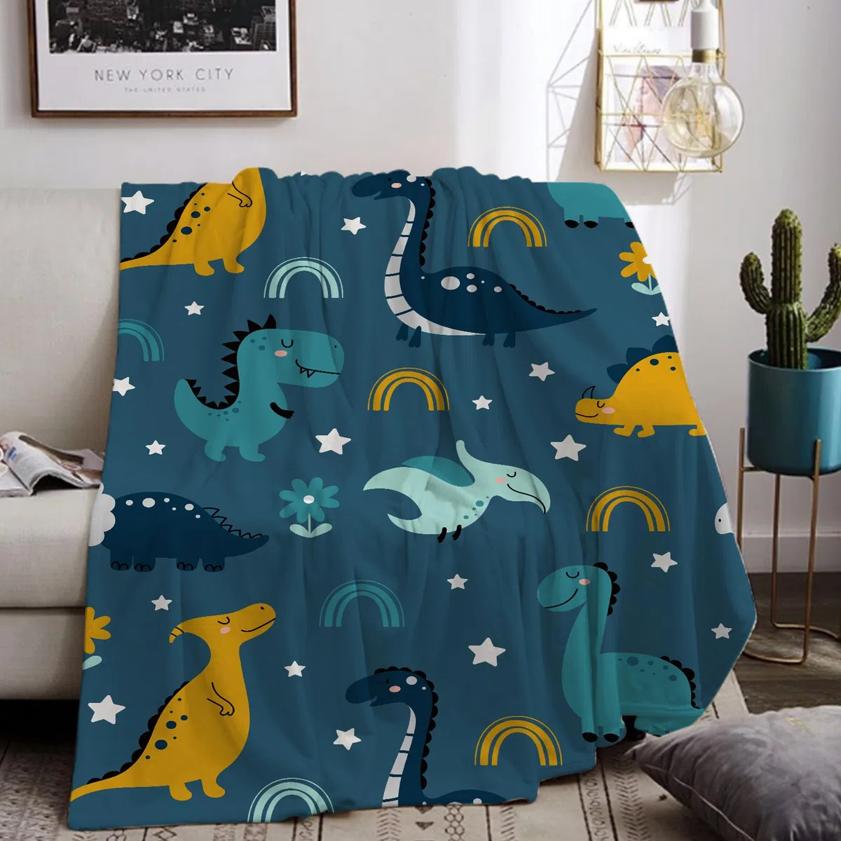 Manta para niños, diseño de dinosaurios, microfibra suave, manta de forro polar, diseño de dinosaurios (dinosaurios B, 130 x 150 cm)