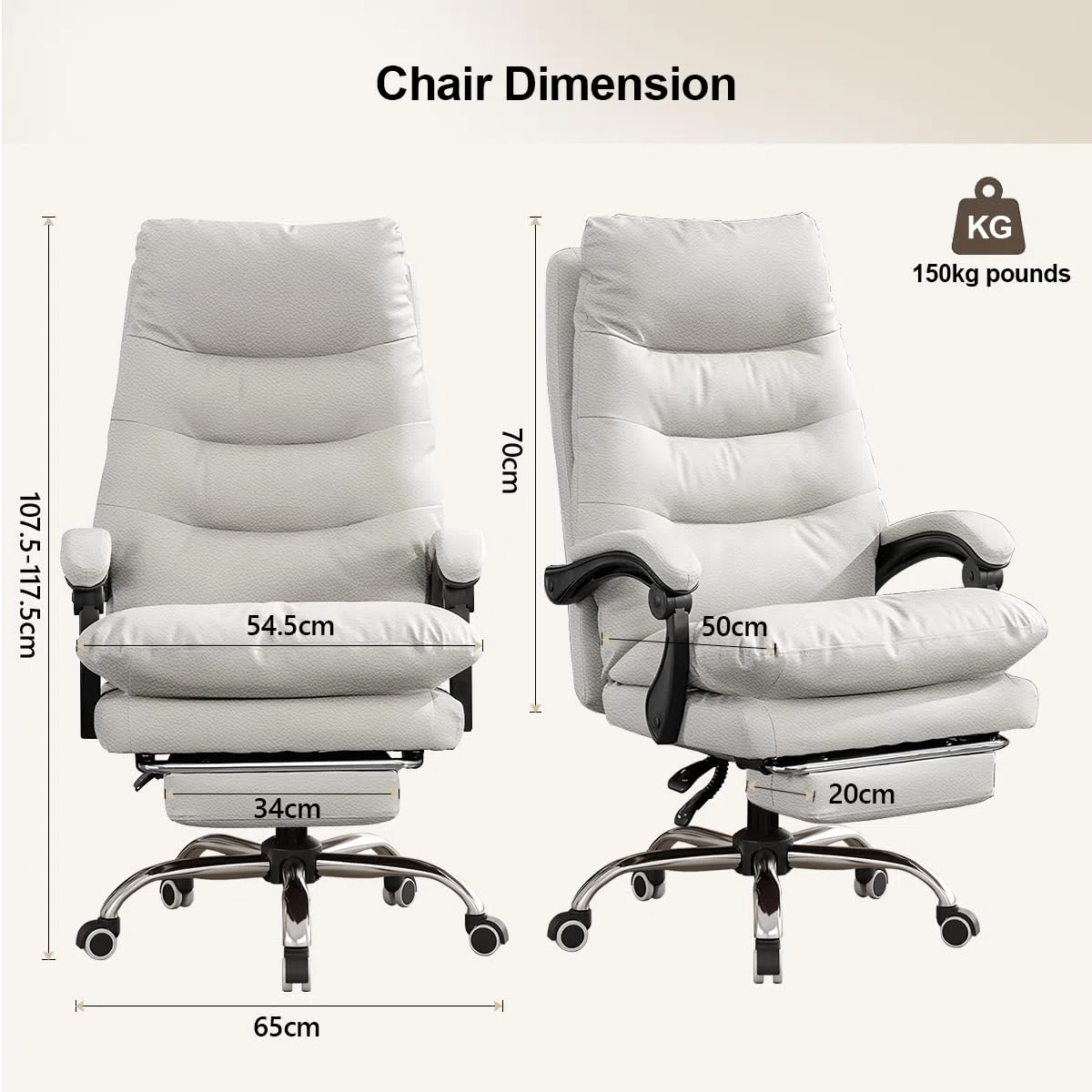 Silla de Oficina con cojín Suave Silla Gaming con Respaldo Alto Silla de Escritorio ejecutiva con reposapiernas Silla ergonómica de Cuero para Ordenador para Oficina en casa