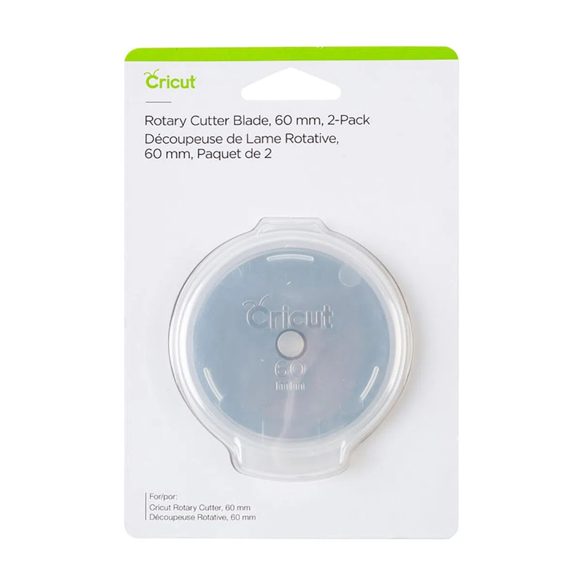 Cricut Rotary Blade Refill (2 CT) Recambio de Cuchilla giratoria de 60 mm (2 Unidades), metálico, Talla única