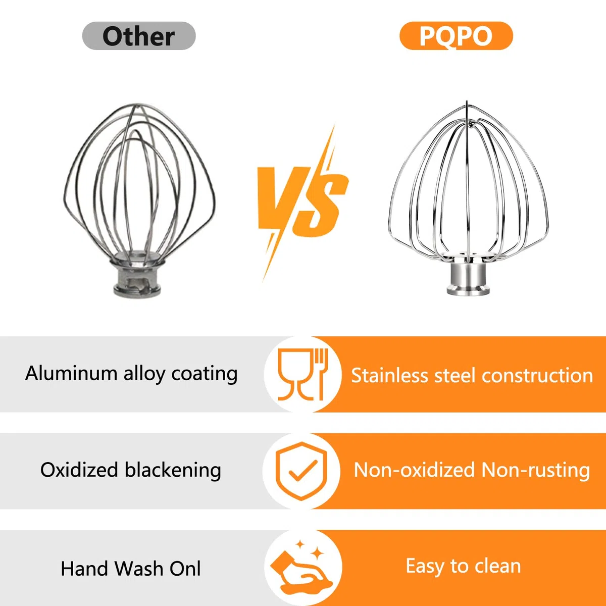 Accesorio Batidor de 6 Varillas Compatible con la Batidora de pie Basculante Kitchen Aid de 4,5 A 5 Cuartos de Galón, Mejorado de Acero Inoxidable Batidor de Crema de Huevos, Apto para Lavavajillas