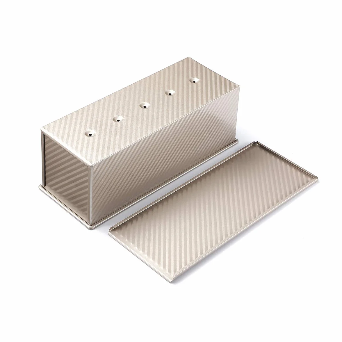 Monfish pullman - Molde pan tapa deslizable acero aluminio 1000 g champán dorado antiadherente 34x13,5x12 cm