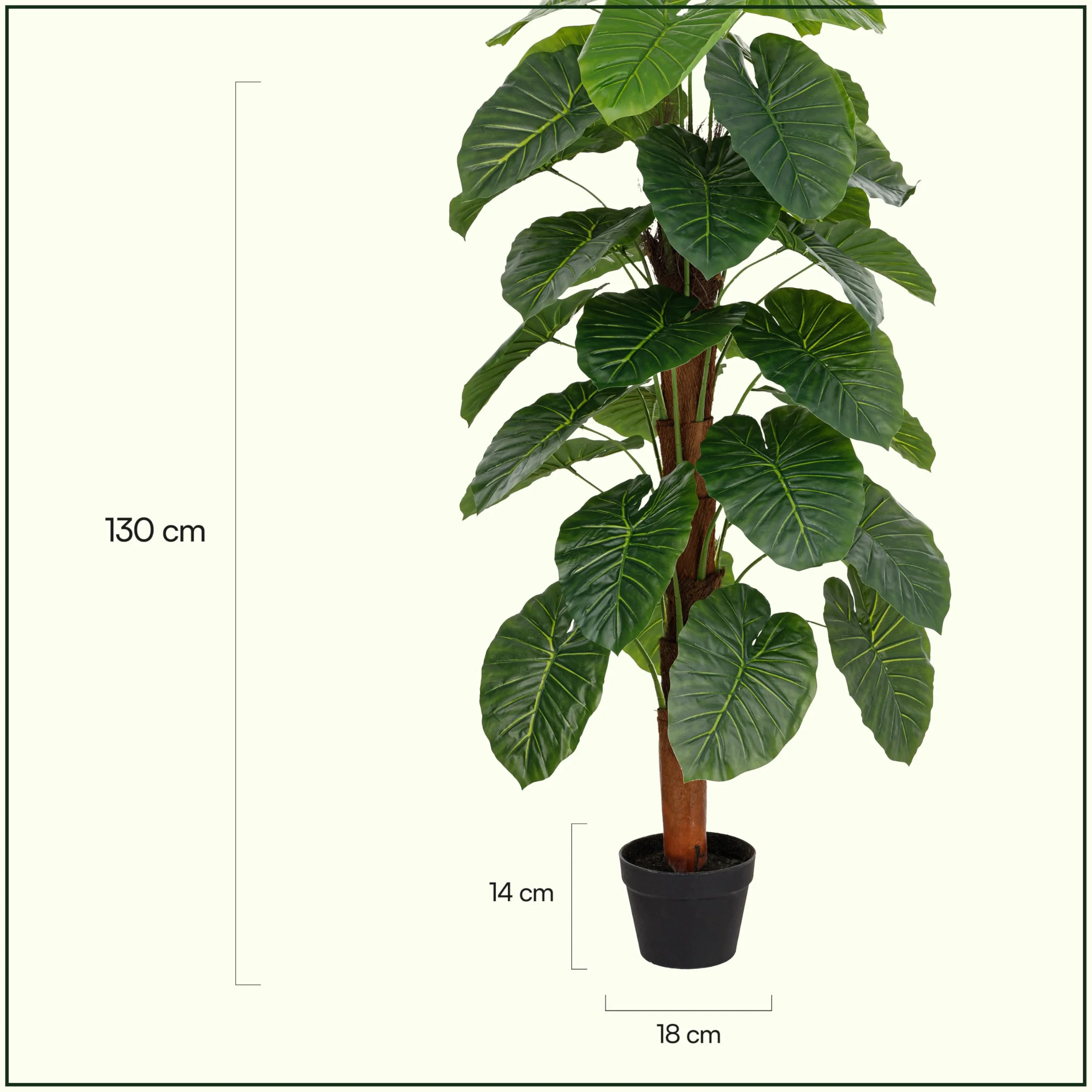 Baroni Home Planta Artificial de Interior y Exterior, Planta Decorativa de Alocasia de Imitación para Salón, Dormitorio, Cocina, 130 cm de Altura