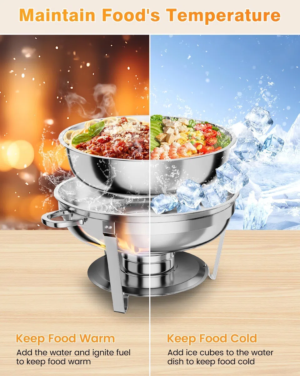 Zstar Set 4 Chafing Dish 5QT Acero Inoxidable Para Banquetes |