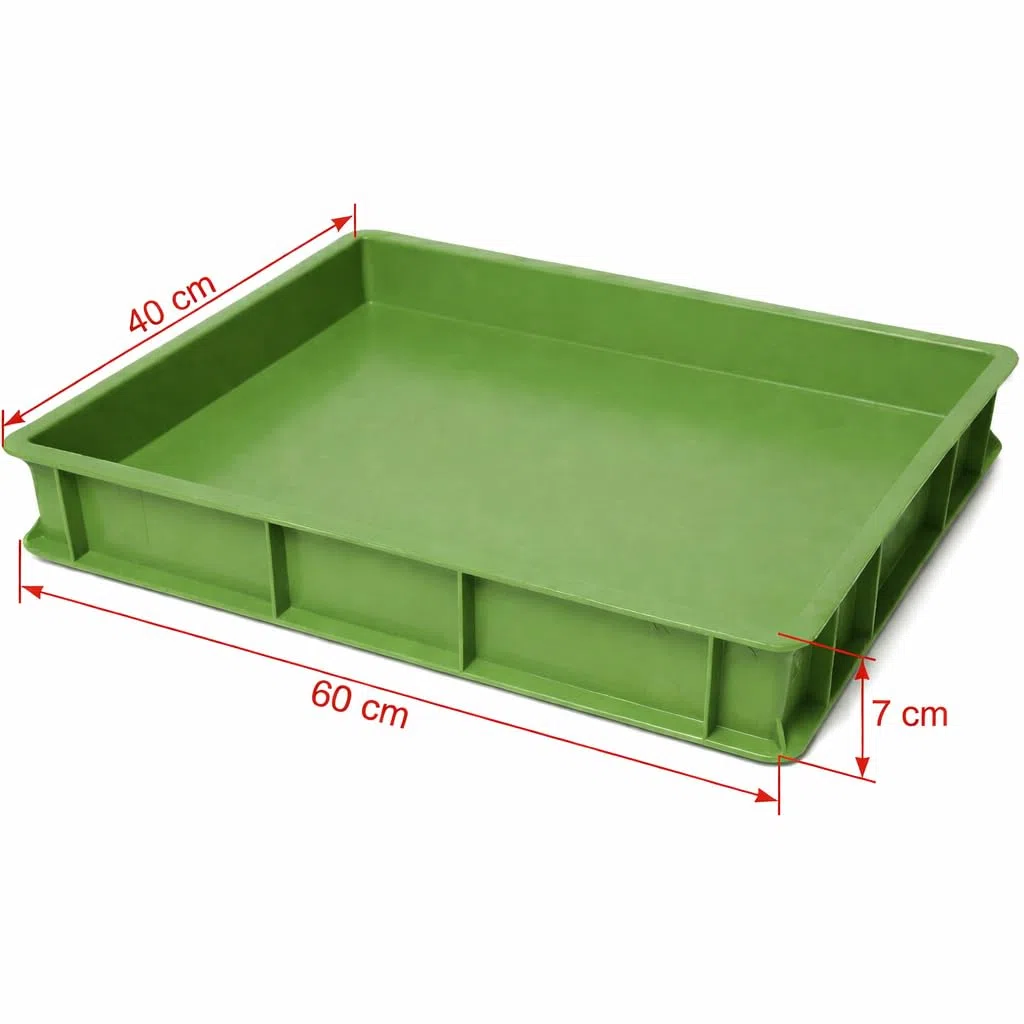 Morleos 5 cajas para hacer pizza, 60 x 40 x 7 cm, color verde, fabricado en Italia, caja de fermentación, caja de pasta, pasta, levadura, apilable, para pizza, gofres, pasteles, masa de pan