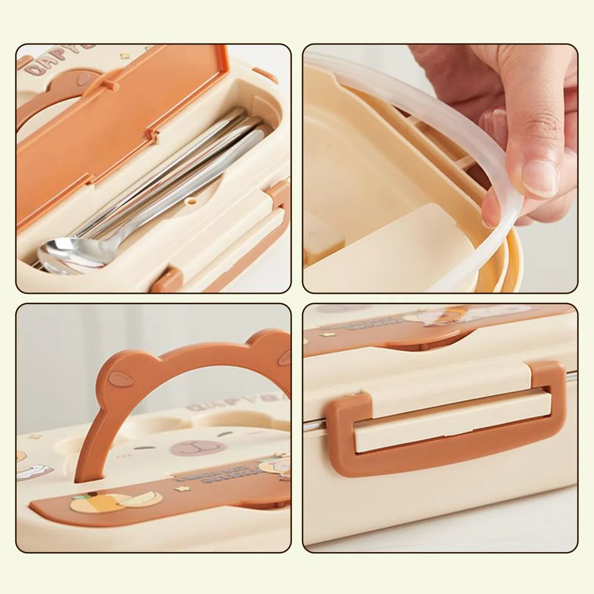 Fiambrera de acero inoxidable para niños, 3 compartimentos, cajas de almacenamiento de acero inoxidable para alimentos, fiambrera para niños pequeños, para oficina, pícnic, escuela, viajes al