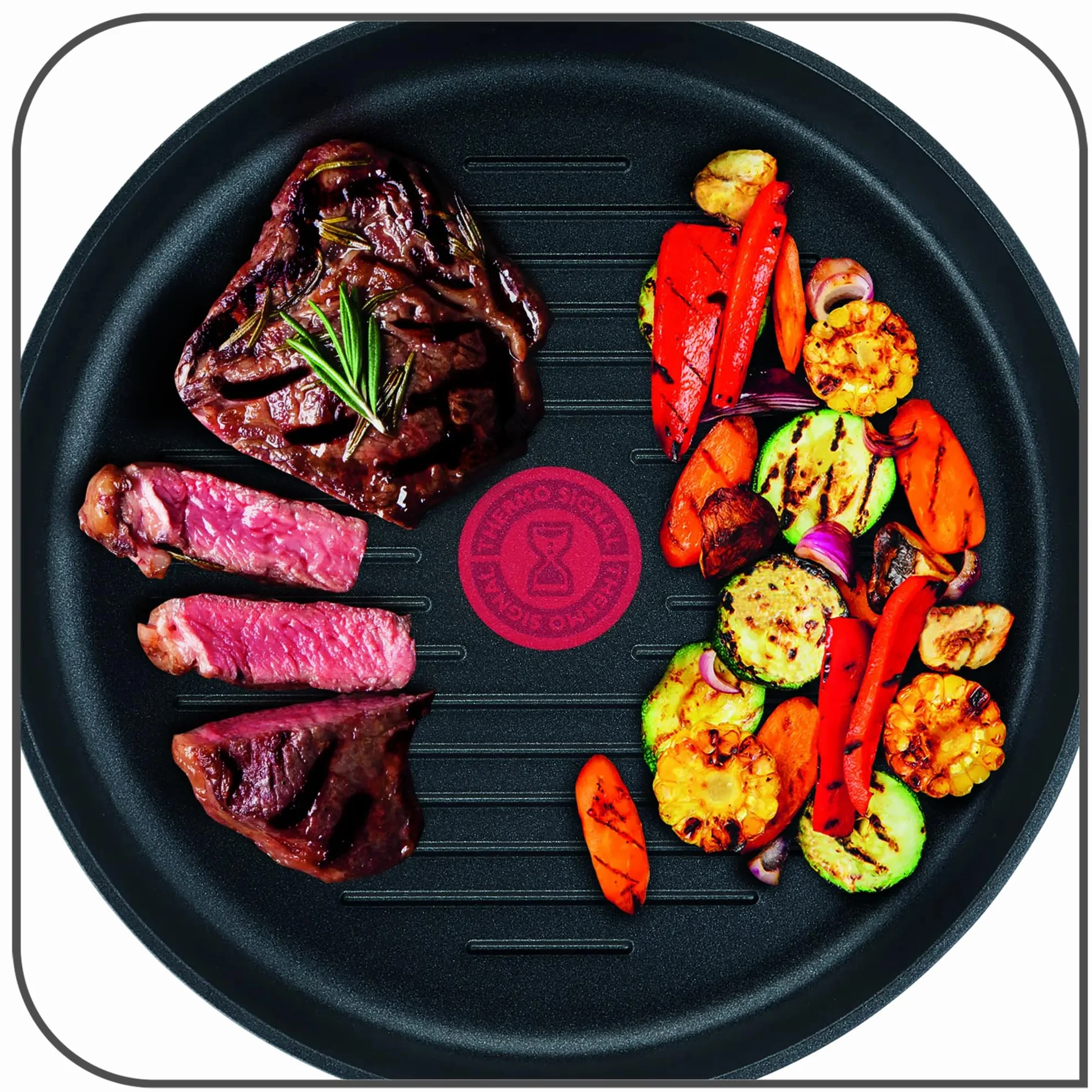 Tefal Ingenio - Sartén grill 26 cm, inducción, revestimiento antiadherente, aluminio fundido apilable, apto para lavavajillas, Eco Resist L8584004, Negro, antiadherente
