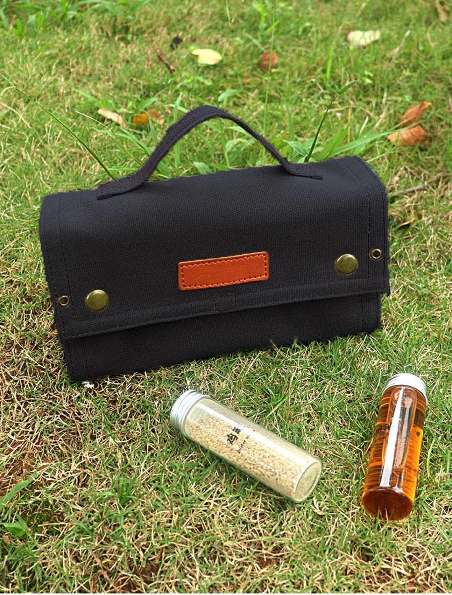 Kit de Especias de Camping con 10 Tarros de Especias, Bolsa de especias portátil, Juego de Botes para Especias, Portátil Tarros de Especias para Camping Acampar Barbacoa Picnic Viajes