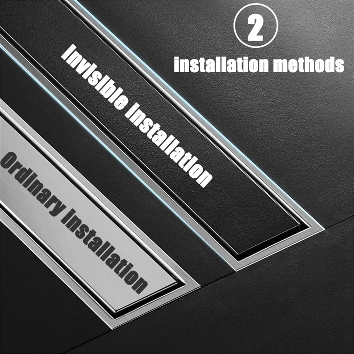 d inless - Desagüe de ducha lineal de acero con colador de pelo, 10 x 30 cm, sifón invisible para cocina, baño, inodoro, diseño de canal de ducha Sk