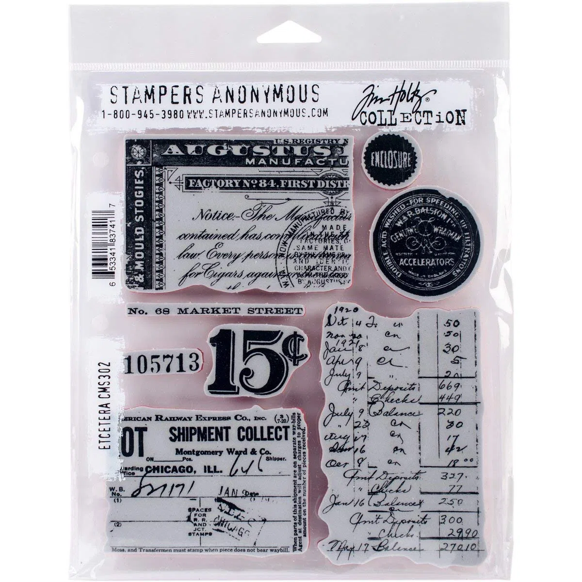 Stampers Anonymous Art Gone Wild AGCMS302 Tim Holtz Etcetera - Juego de Sellos de Goma, Material sintético, Multicolor, 24,5 x 18 x 0,6 cm