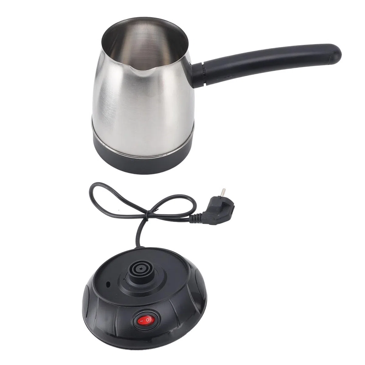 Cafetera Turca Eléctrica de Acero Inoxidable, 600W, 500ML, con Grande Extraíble para Uso Familiar, Enchufe Europeo de 220V