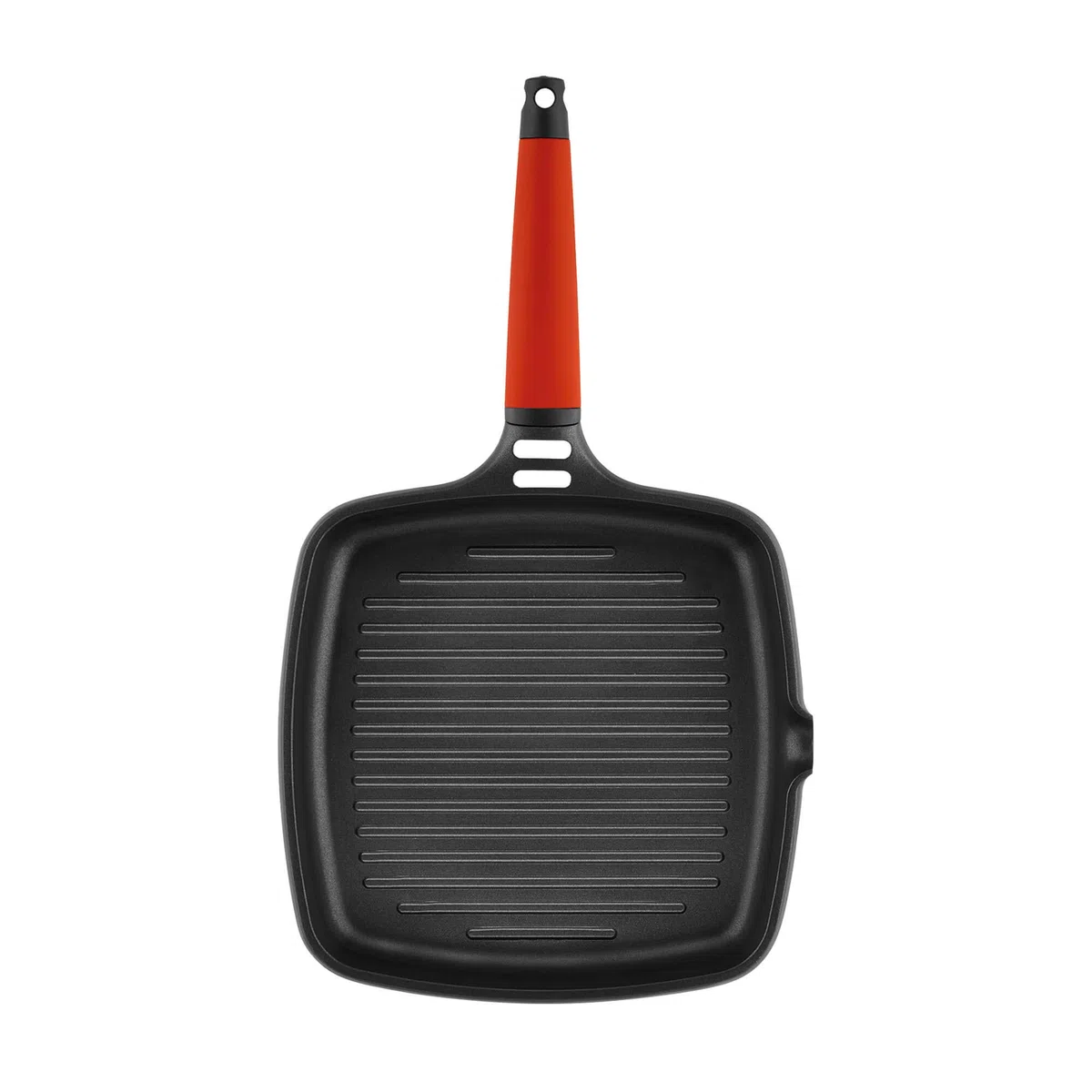 CASTEY - Grill Asador de Inducción, 27 cm, Modelo 2-IG27, Color Rojo, Mango Desmontable, Sartén Antiadherente de Aluminio, Distribución Homogénea del Calor