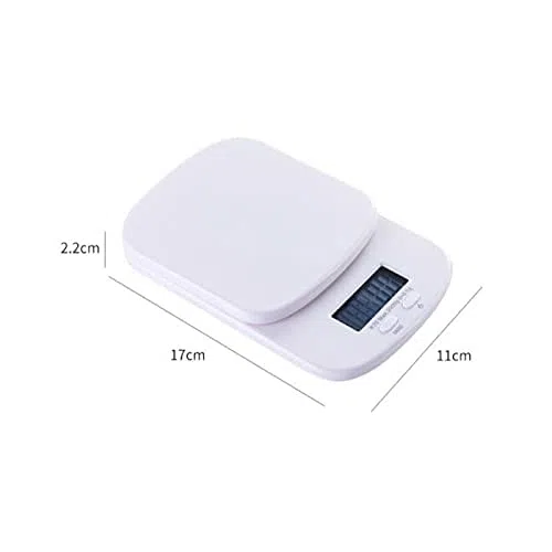 Báscula de Alimentos Báscula de Alimentos de precisión para Pesar Alimentos y café para nutrición y preparación de Comidas Color: Blanco Tamaño: 11 cm * 17 cm 1,