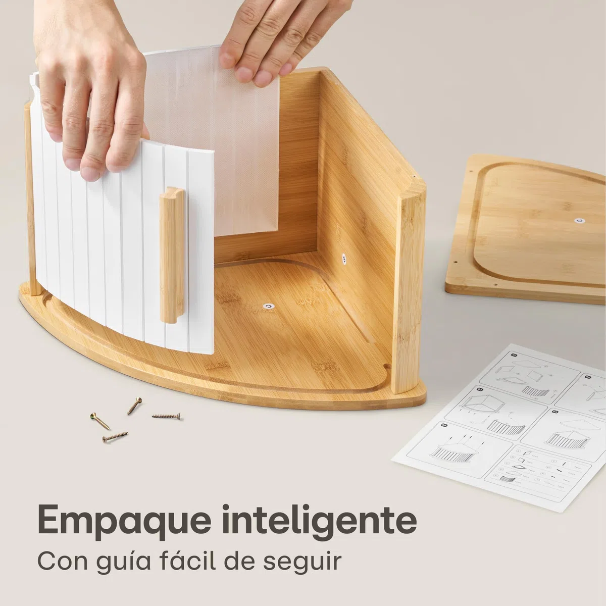 Praknu Panera de Esquina de Madera con Puerta Deslizante – Ahorra Espacio – Conserva el Pan Fresco por Más Tiempo – Montaje Sencillo con Guía (Blanco)