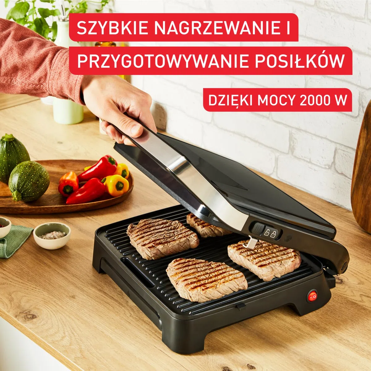 Tefal Inicio Classic GC271810 - Parrilla 2 en 1 de contacto y para paniniga, 2000 W, diseño compacto, carcasa de acero inoxidable, bandeja colectora de zumo, placas antiadherentes, color negro