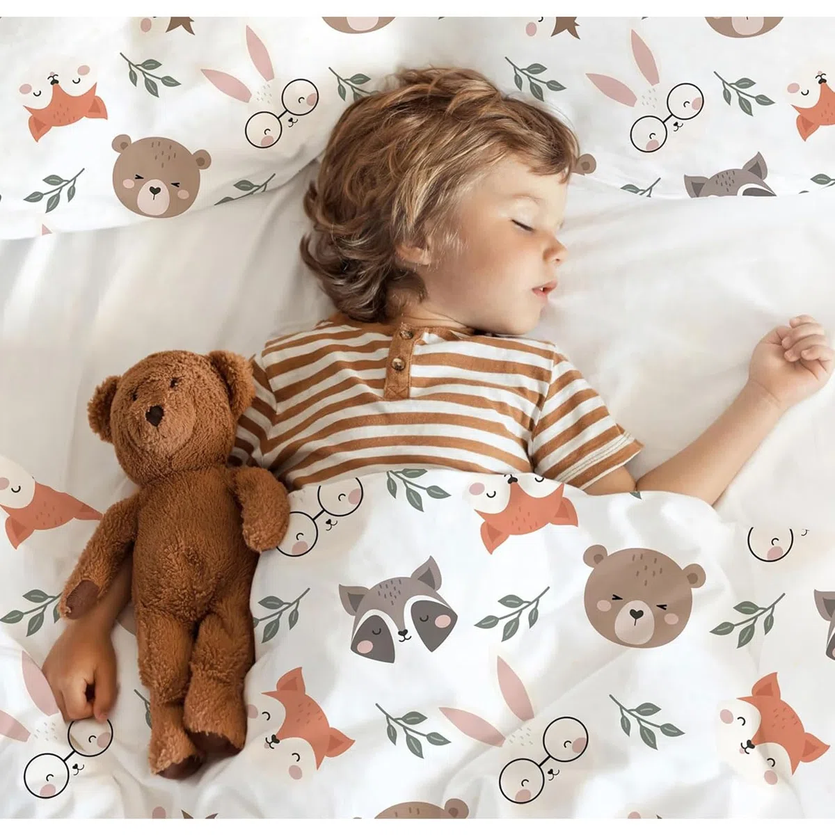 DJDEA Funda de Edredón Infantil 90x190 Animales de la Selva Niño, Juego de Cama de Microfibra 1 Plaza con Funda de Almohada 40x60