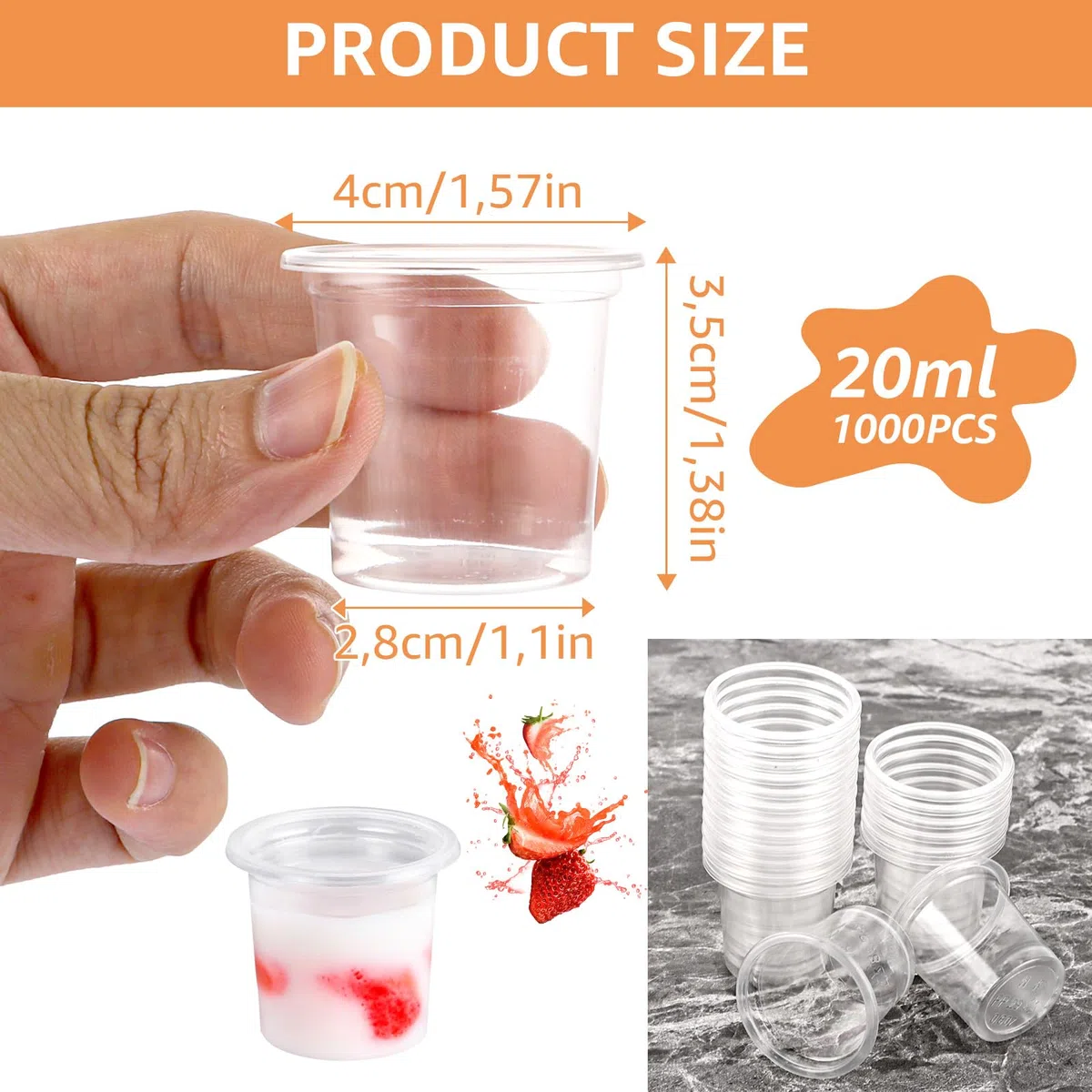 WOPPLXY 1000 vasos chupito plastico, shotgläser plastik 2cl transparentes y reutilizables, chupito plastico para bodas, fiestas, reuniones, celebraciones navideñas y uso comercial