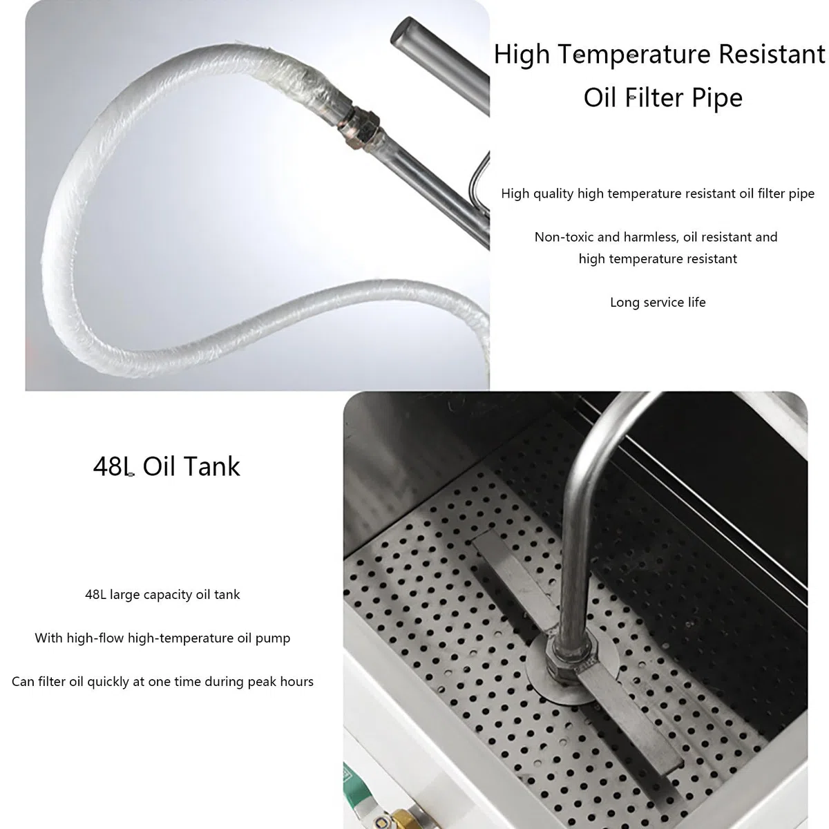 Filtro móvil para freidora, Carro de Filtro de Aceite para freidora de 550 W, máquina de filtrado de Aceite para freidora de 65 L, para supermercados y restaurantes,