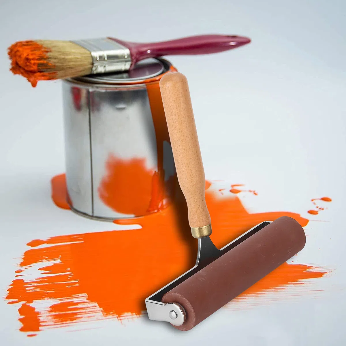 Brayer, Rodillo De Goma Elástica Suave, Flexible Y Duradera, para Terminar De Imprimir, Estampar De Manera Suave Y Limpia, Adecuado para Grabado, Bloque De Tinta, Superficie Tallada(15cm)