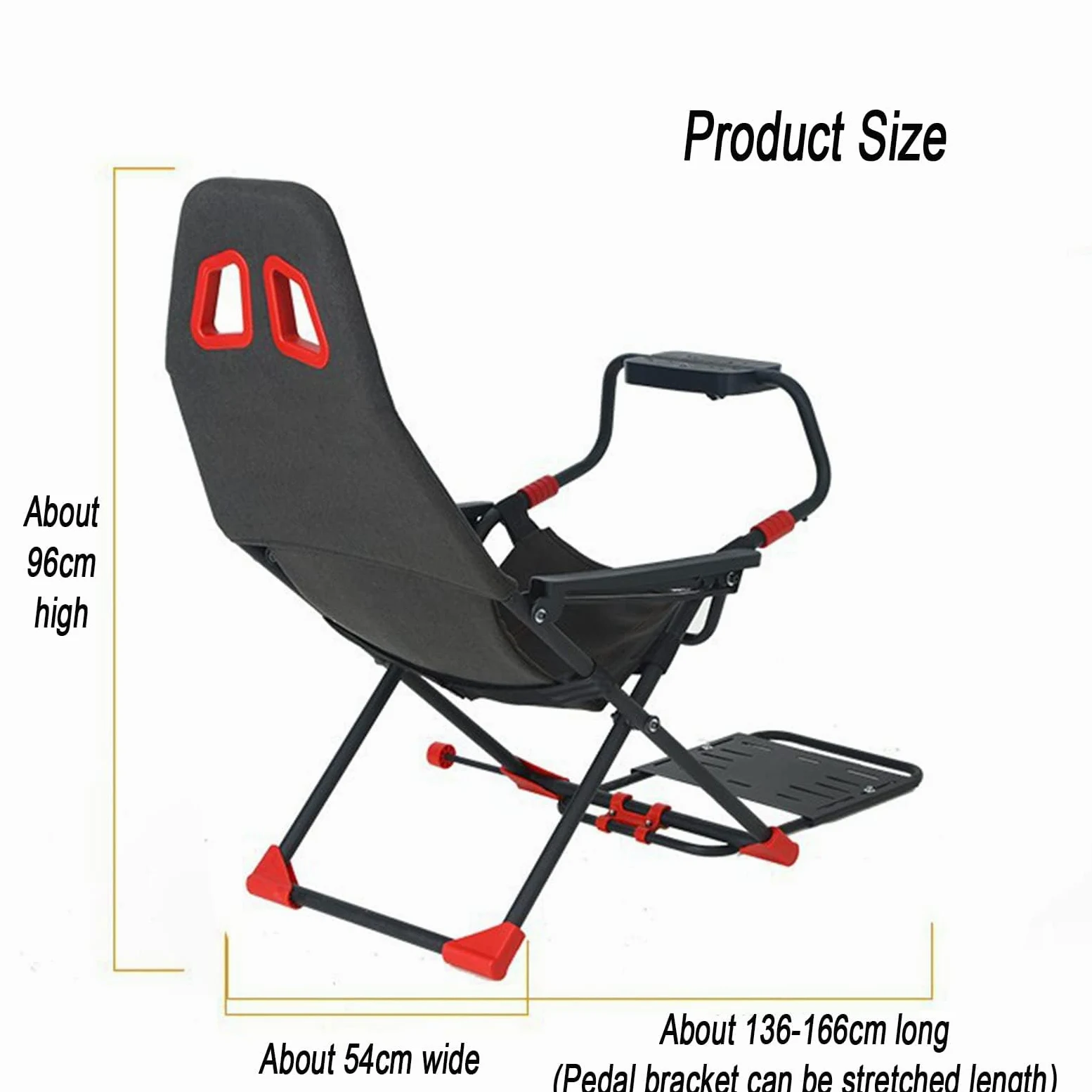 Cabina de simulador de carreras con soporte de rueda ajustable y asiento ergonómico, diseño plegable para consolas de juegos y PC