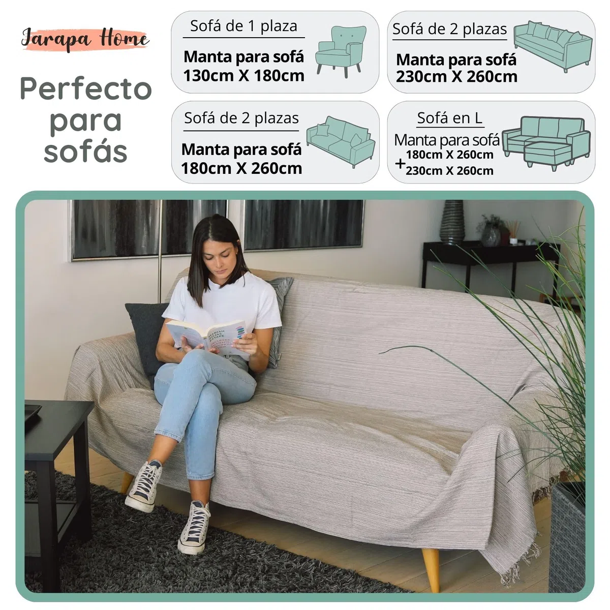 Colcha Multiusos: Plaid sofa, Manta Foulard, Cubre cama, foulard para sofas de Algodón y otras fibras acabado de calidad Fabricado en España. (Marron Jaspeado 05, 180x260cm)