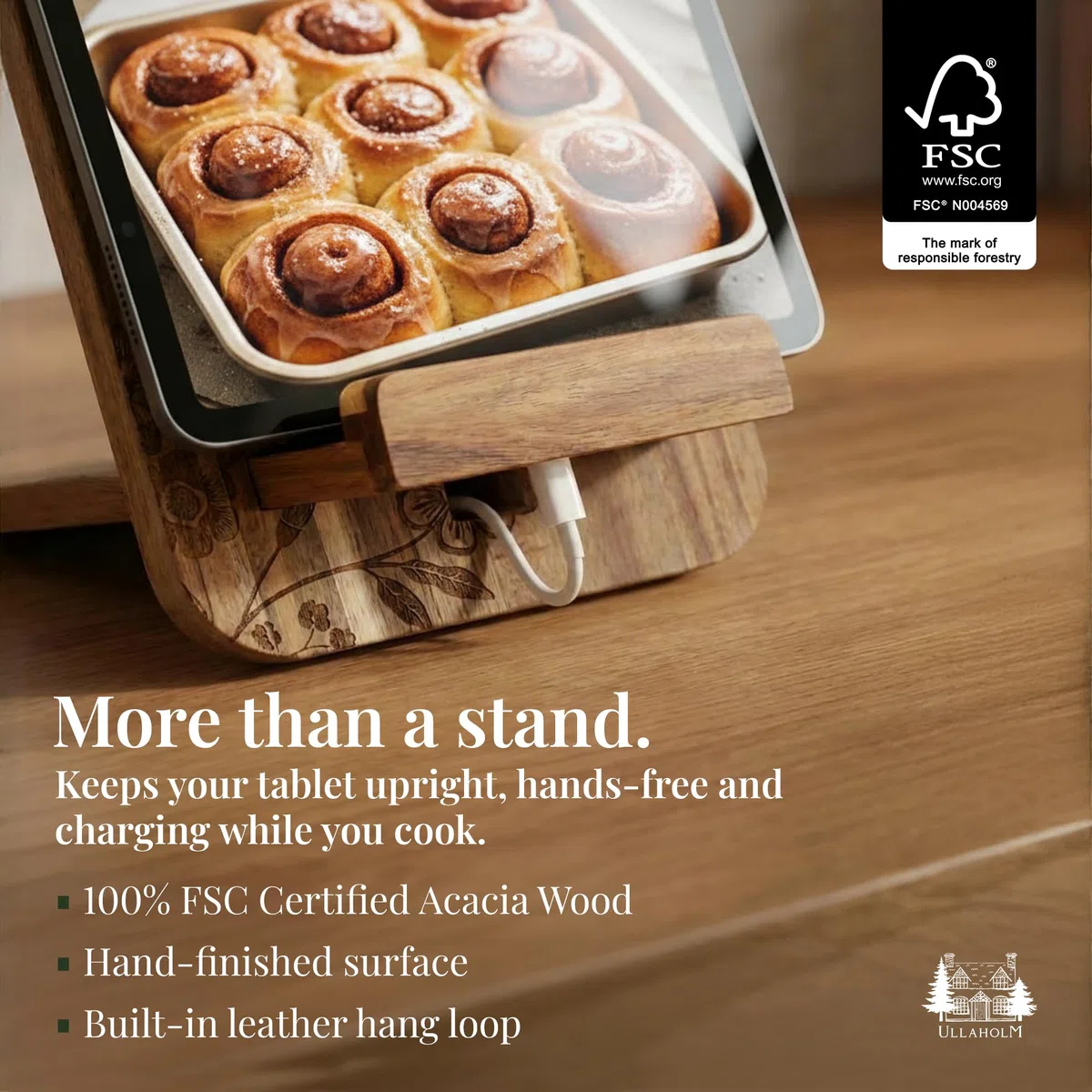 Soporte de madera para libros de cocina para mostrador de cocina, regalo del día de la madre para mamá, soporte reversible para libros de recetas de acacia, tarjeta de conversión de medición