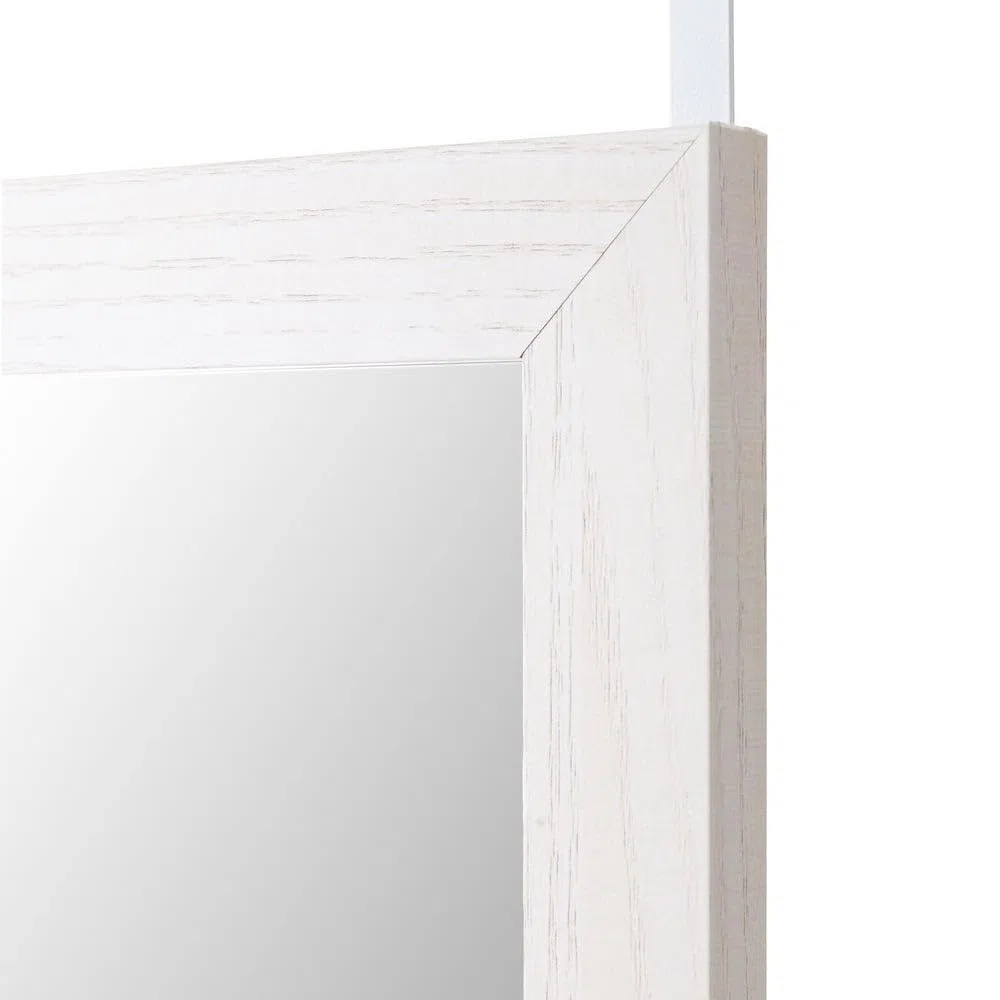 LOLAhome - Espejo de Madera Blanca de Cuerpo Entero de 35x125 cm para Pared o Puerta - Espejo de Dormitorio Rectangular y Moderno - Ideal para Vestidor y Pasillo
