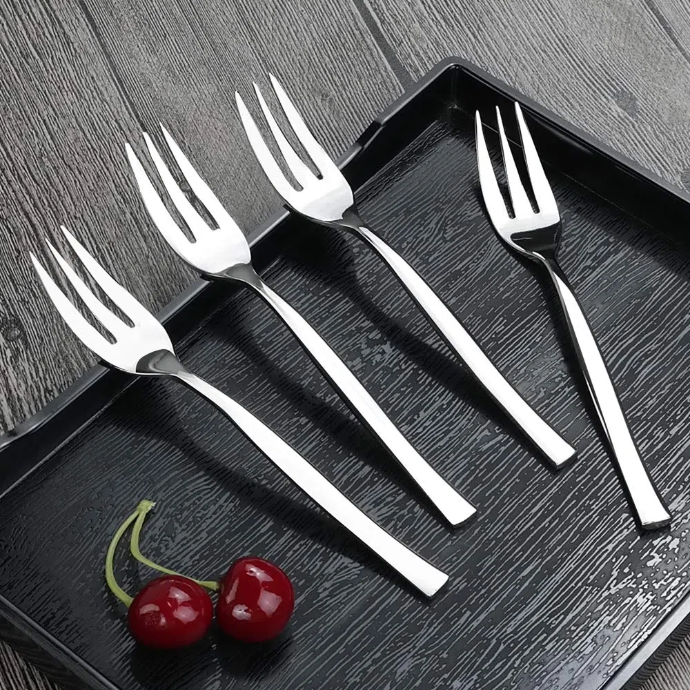 Idomy Tenedores de degustación de acero inoxidable de 3 dientes para aperitivos, 12 piezas