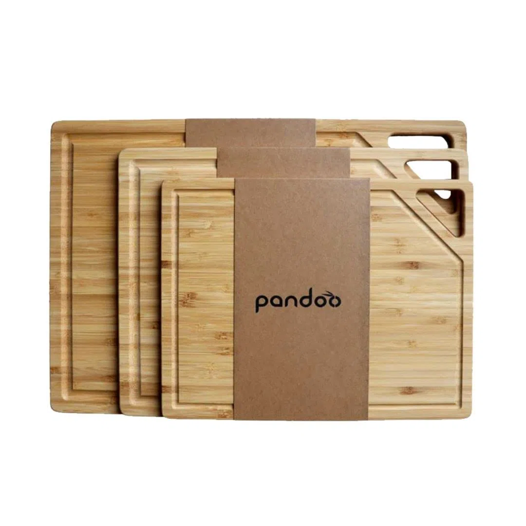 pandoo Tabla de cortar de bambú, tabla de cortar madera, utensilios de cocina, tabla de madera, juego de tablas de cortar, tabla de cortar, tabla de servir, tablas de madera, accesorios de cocina,
