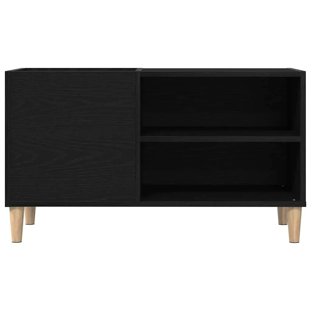Mueble porta vinilos roble negro 84,5 x 38 x 48 cm | Diseño minimalista, elegante para salón, ideal para colección de vinilos