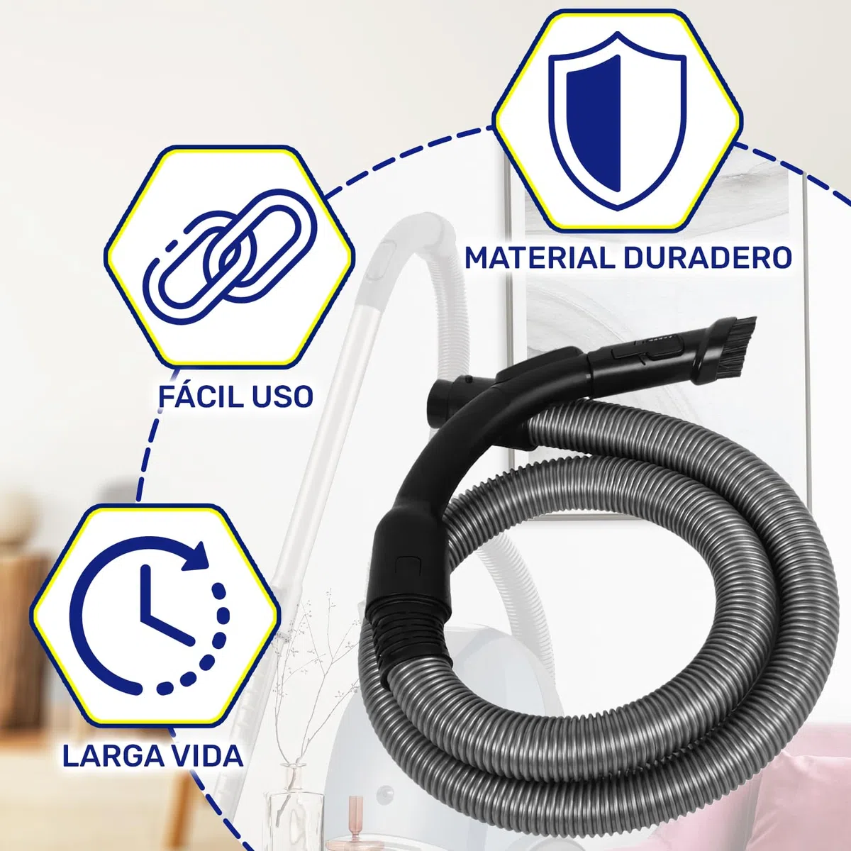 Tubo Flexible Aspiradora 1,5 m con Código Original RS-RT900428 SS-7223035243 para Rowenta - Garantía de 10 Años - MONTERAL