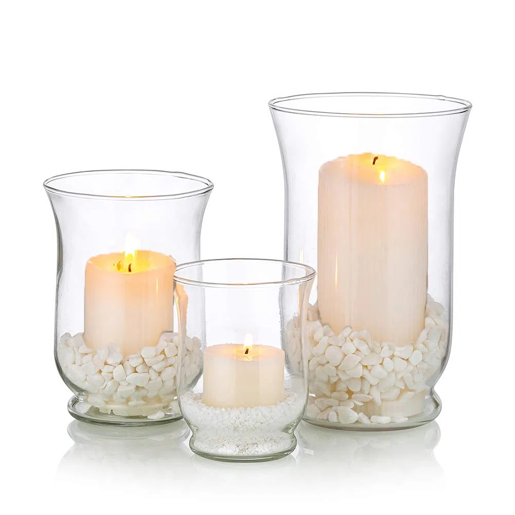 Glasseam Juego De Candelabros Hurricane De 1 (3 Piezas) P Candelabro De Pilar De Vidrio Florero Transparente para Huracanes Apto para Té Ligero Pilar Votivo Vela Flotante