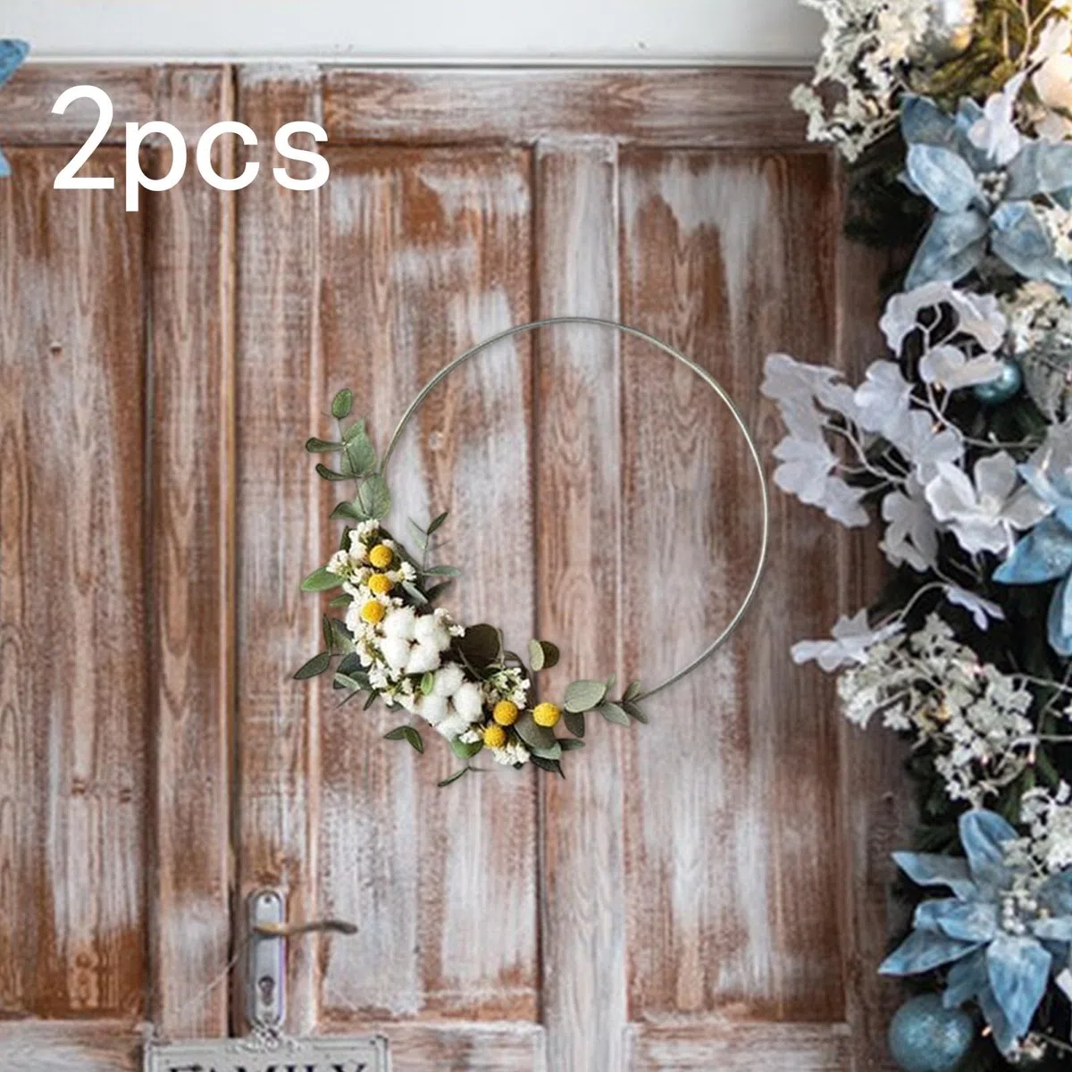 LOVIVER 2 Piezas Metal Floral Hoops Rings Anillos de aro Artesanal Artesanía de Pared Redonda Manualidades Colgantes multifuncionales para de Bodas, Diámetro 45 Cm