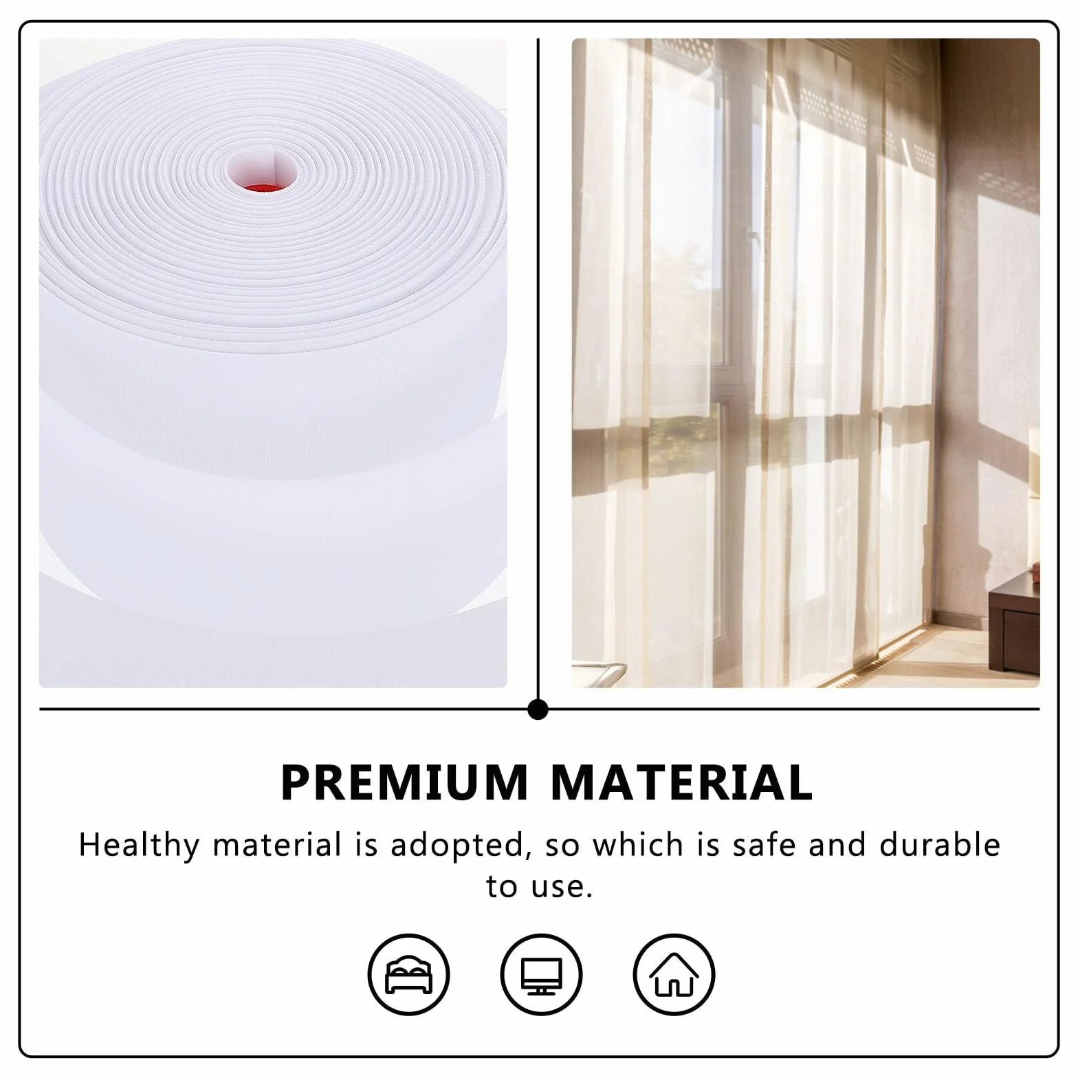 MAGICLULU Cinta para Cortina de Poliéster de 8cm Ojales para Colgar, Ligera y Resistente, Adecuado para Cortinas de Ventana y Uso Hogar