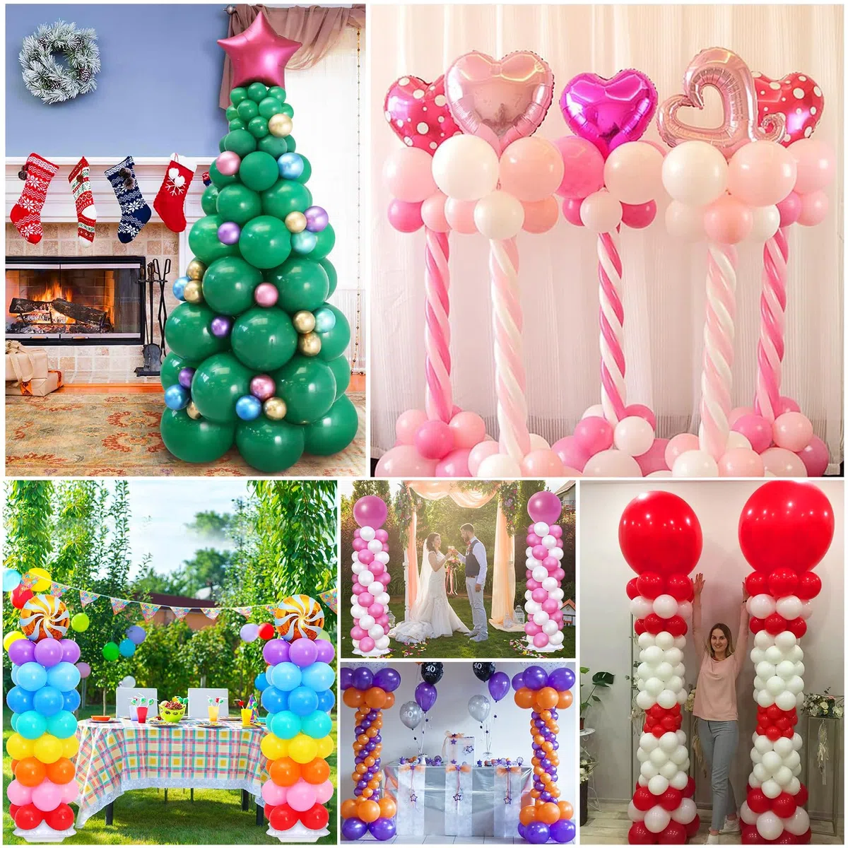 2 Sets Ajustable Soporte para Globos Kit y Globo Bomba, Metal 2.7 metros Soporte Globos, Arco para Globos Reutilizable, Globo Torre Decoraciones para Baby Shower Graduación Cumpleaños Fiesta de Bodas