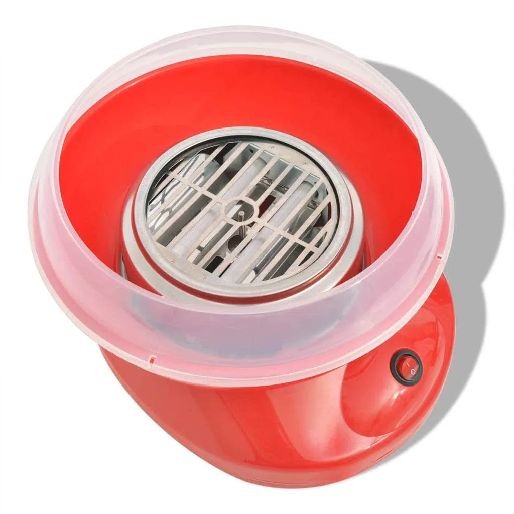 Máquina de algodón de azúcar de 480 W, color rojo con cuenco de 26 cm, palitos de bambú y cuchara medidora, aparato de fiesta para fiestas de cumpleaños infantiles, ferias, paraguas