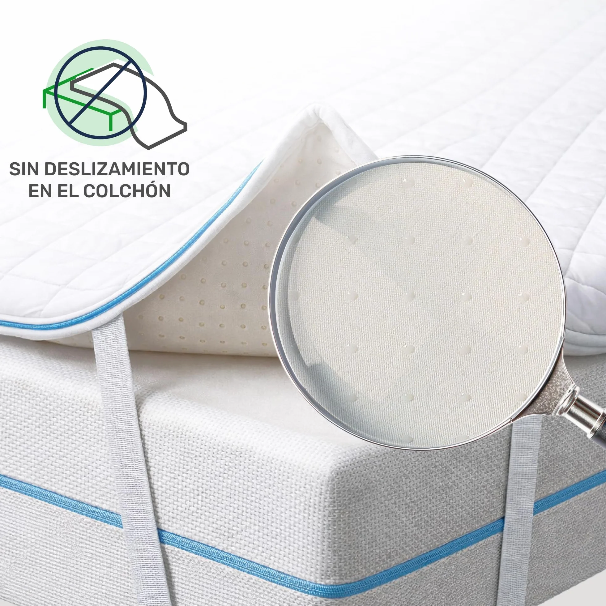 Dailydream Topper Viscoelástico, Memory Foam, 100x200 cm, 7 cm | Edición Pure, H1/2, sobrecolchón viscoelástico con funda lavable, base antideslizante y correas elásticas.