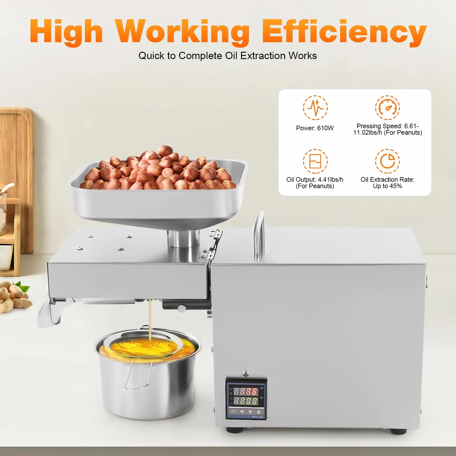 Prensa de aceite, prensa de fruta, extractor de aceite automático, calidad comercial, equipo de aceite orgánico para el hogar, para exprimir cacahuetes, semillas sésamo, colza, nueces, aceitunas, etc