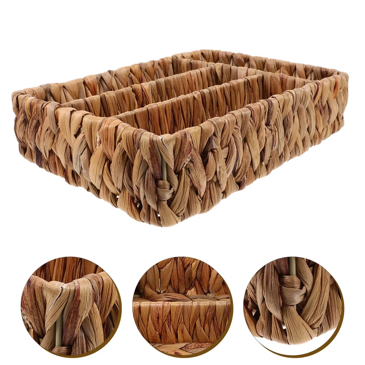 Cabilock Soporte Para Utensilios Tejido De Natural Cesta De Almacenamiento De Pastos Marinos Con Compartimentos Bandeja Para Utensilios Soporte Para Cubiertos Organizador De