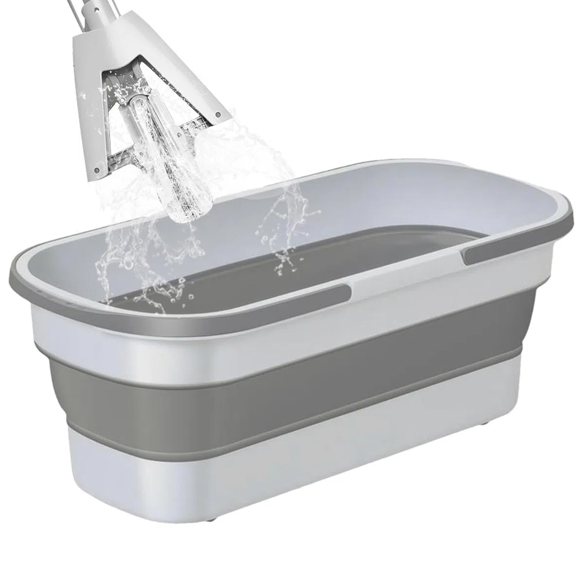 Cubo de fregona | Cubo de fregona plegable - Lavabo con ruedas | Cubo de limpieza rectangular multiusos con 2 asas, 3,17 galones para trapeadores