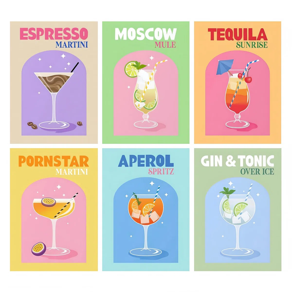 Bellatoi 6 Pcs Diamond Painting Cocktail, 5D Pintura de Diamante para Adultos y Niños, Cuadro Diamantes para Decoración de Dormitorio y Sala de Estar