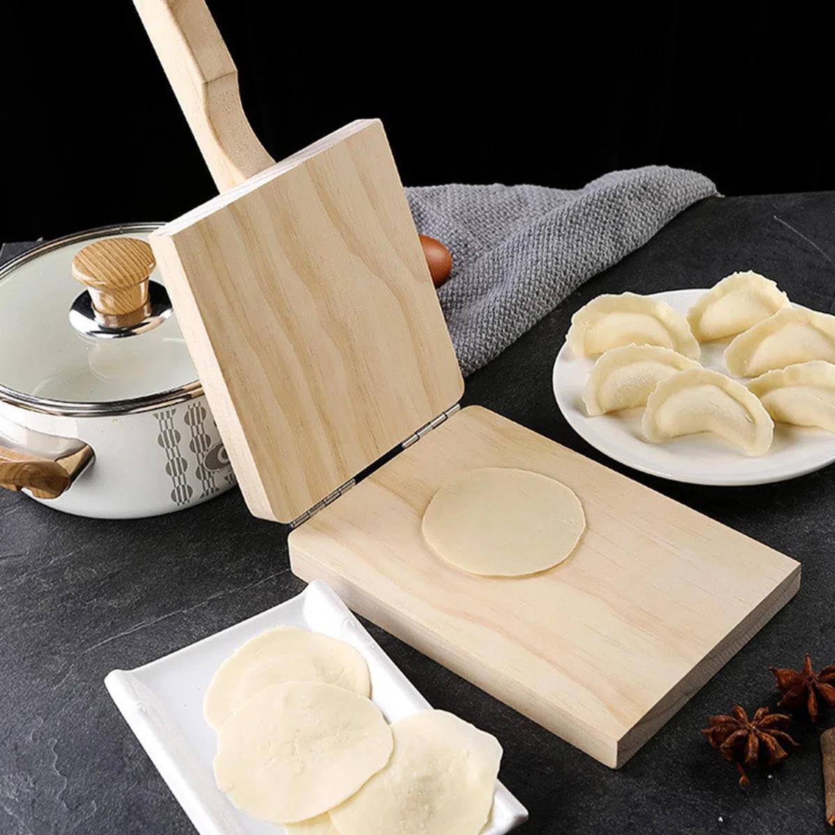 Máquina Para Hacer Para Empanadas | Prensador De De Madera,Herramienta De Cocina Para Hacer Pasta Ravioles Wontons | Para Cocinar Reuniones Familiares Y Comidas Festivas