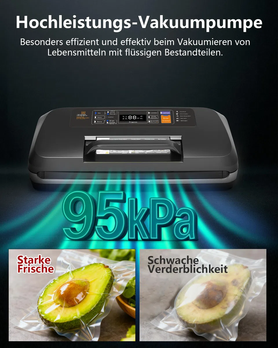 Aparato 12 en 1 con Doble Soldadura: Envasadora al Vacío Doméstica y Profesional para Alimentos de 95 kPa – Incluye Easy-Lock, Cortador de Film, Bandeja Desmontable para Conservación de Larga Duración