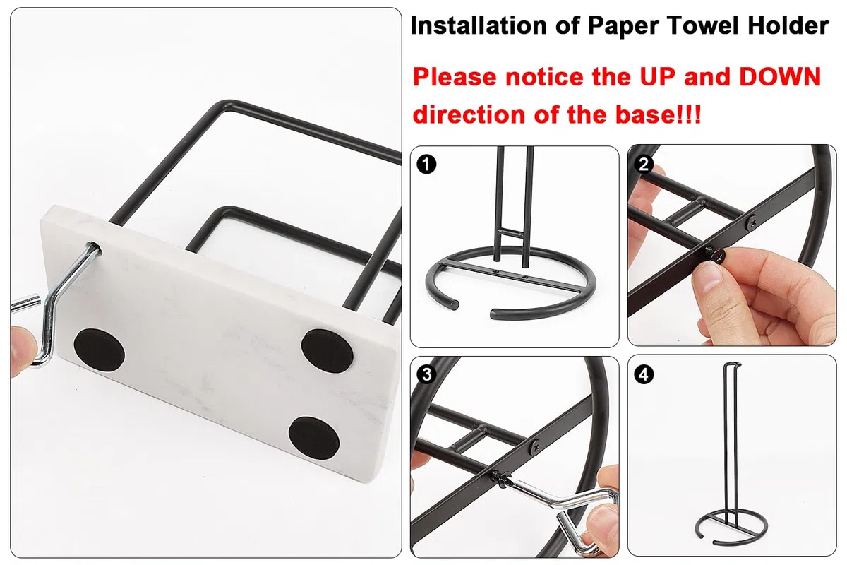 Livabber Juego de 2 servilleteros y toalleros de papel, 2 accesorios de cocina, soporte de metal para pañuelos con base de mármol + dispensador de toallas de papel independiente para mesa de cocina,