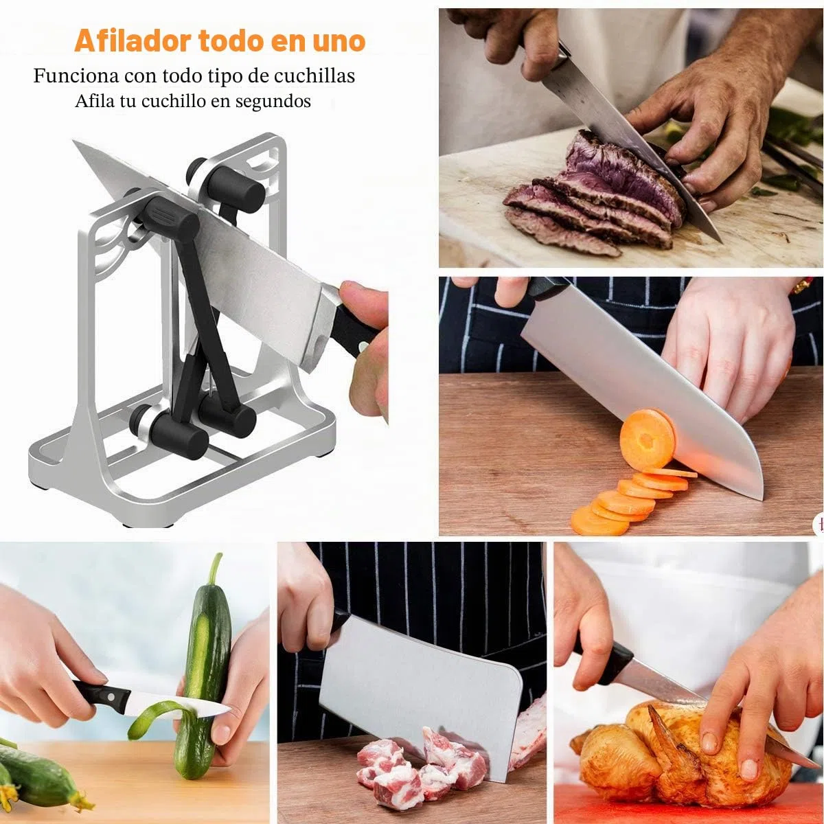 Dealswin - Afilador de Cuchillos de Cocina Profesional Manual para Todo Tipo de Herramientas de Cocina - Knife Sharpener