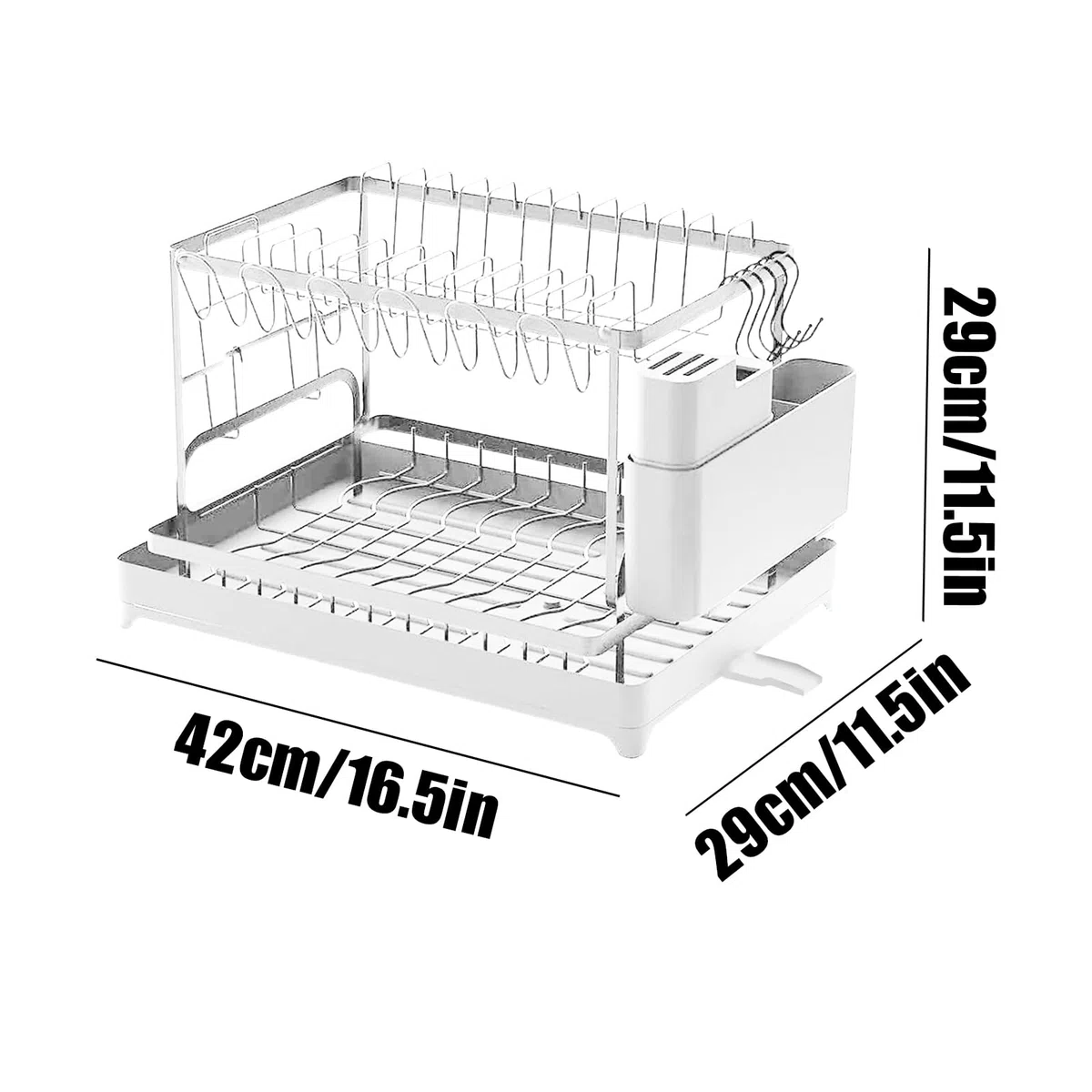 de 2 niveles, ahorro de espacio con soporte para utensilios, escurridor para encimera de cocina, para tazas, cubiertos, bandeja, platos, organización, fregadero, encimera, hogar, hogar