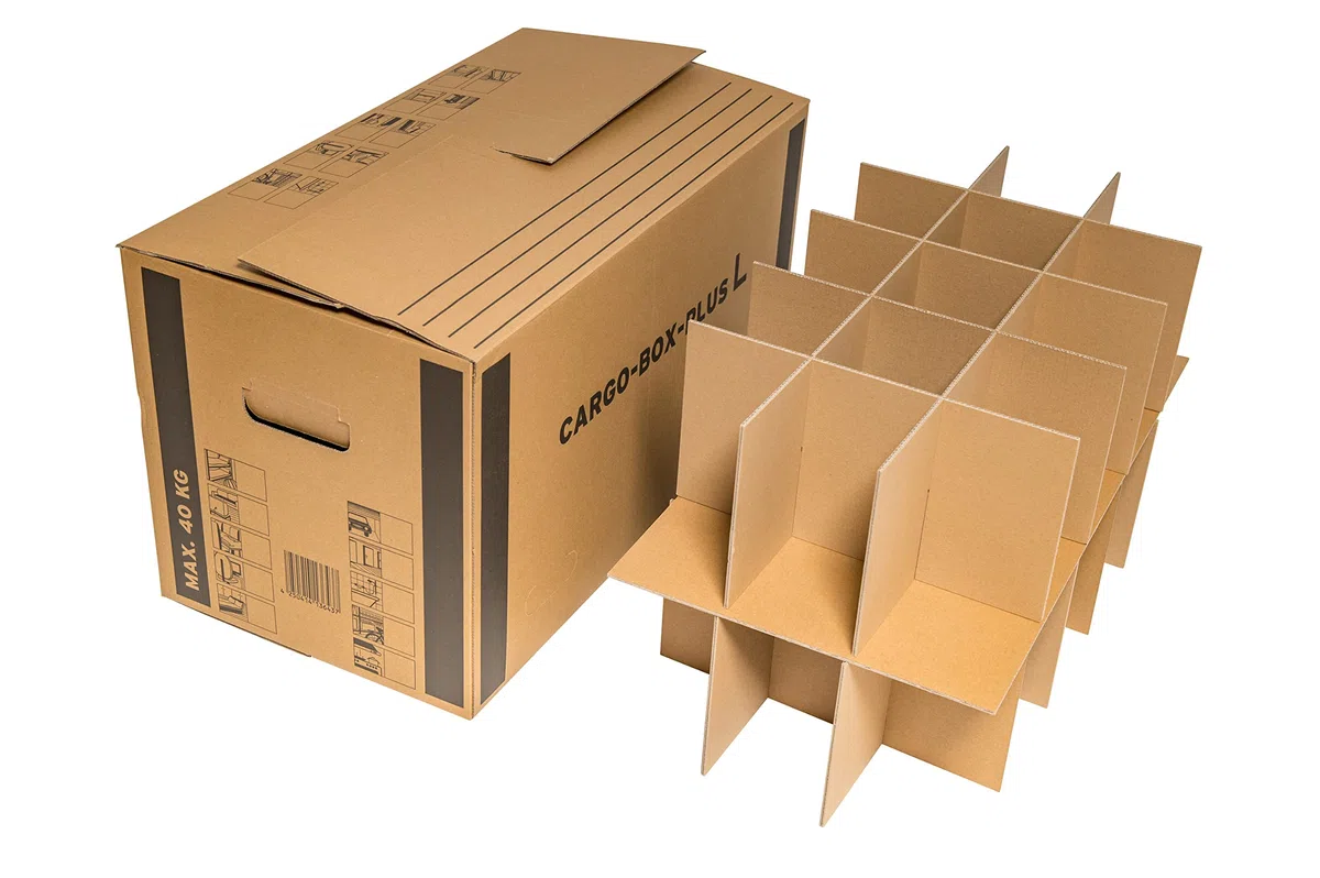 karton-billiger - 10 cajas para vasos, tazas y botellas - 15-30 compartimentos