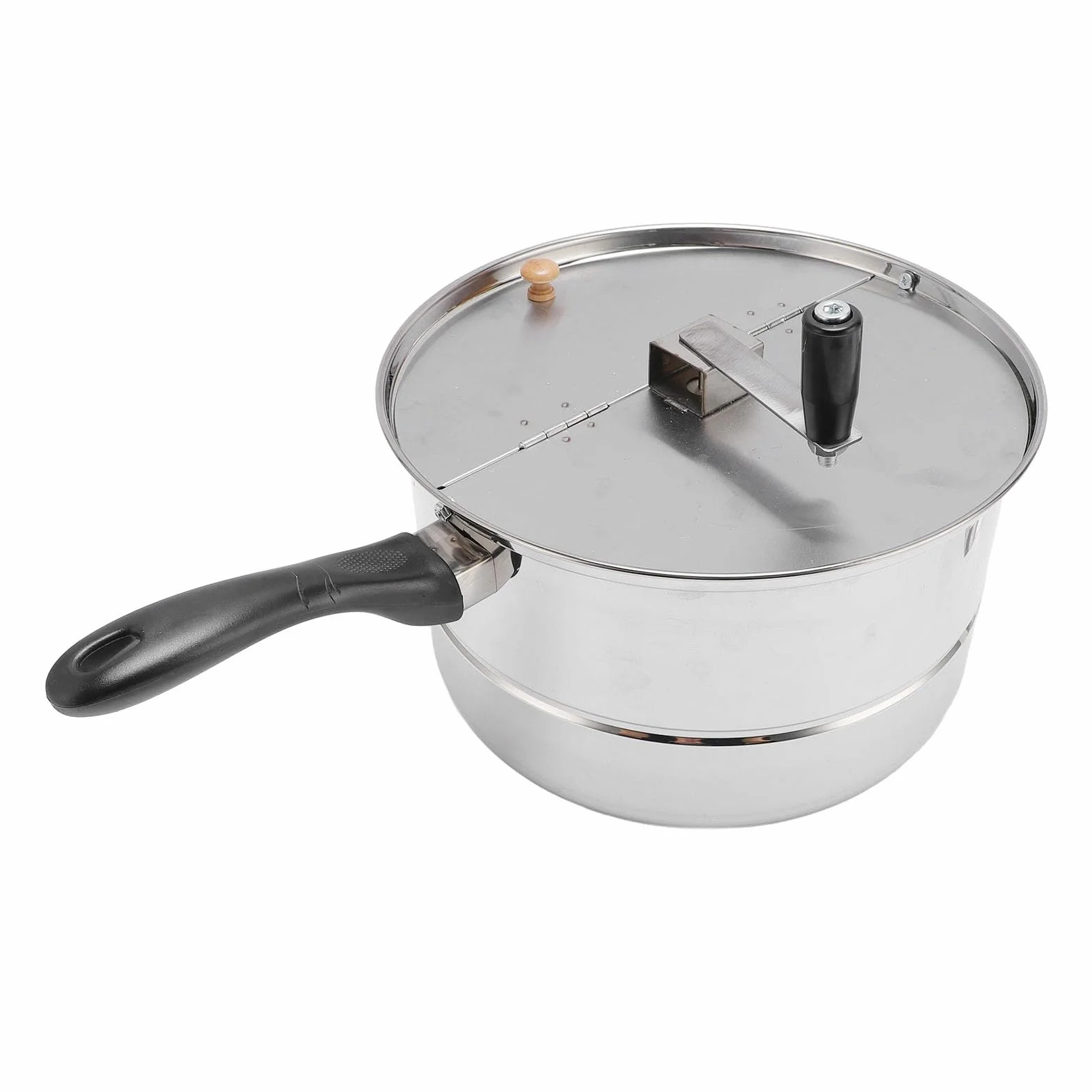 Ausla Máquina para Hacer Palomitas de Maíz en la Estufa, Palomitas de Maíz de Acero Inoxidable con Manivela, 11.0x6.5 Pulgadas para Calefacción a Gas y Eléctrica, Fácil Limpieza para Noches de Cine en